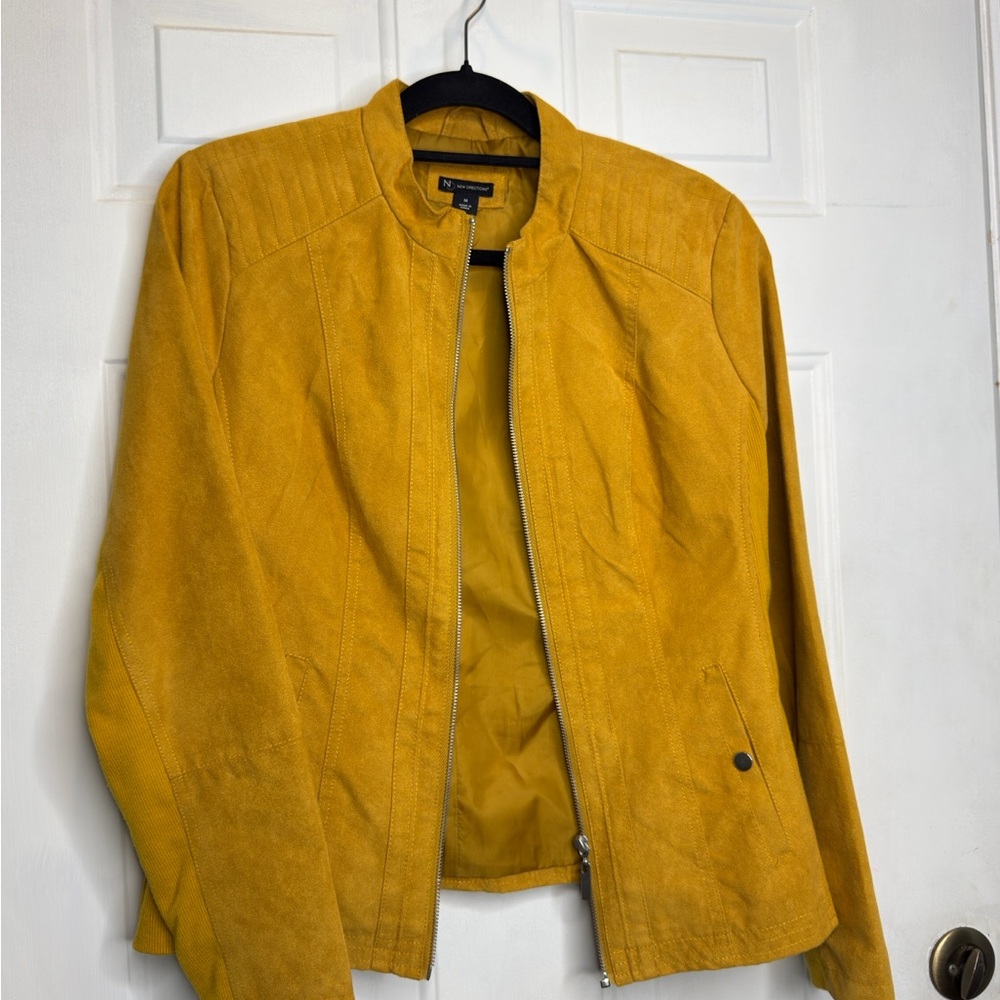 New Directions Mustard Yellow Suede Jacket